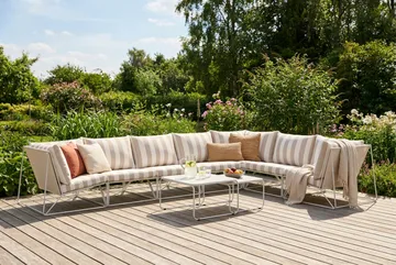 Usteryd utomhus L-soffa 7-sits vändbar - Beige/Striped - Utemöbler - Loungemöbler - Soffgrupp utomhus
