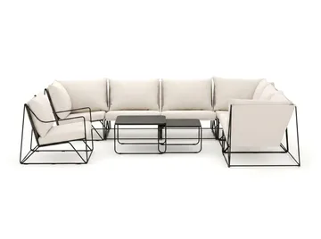 Usteryd utomhus L-soffa 7-sits vändbar med fåtölj - Svart/Beige - Utemöbler - Loungemöbler - Soffgrupp utomhus