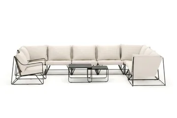 Usteryd utomhus L-soffa 8-sits vändbar med fåtölj - Svart/Beige - Utemöbler - Loungemöbler - Soffgrupp utomhus