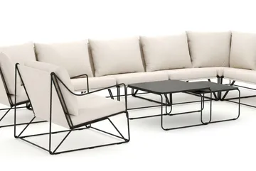 Usteryd utomhus L-soffa 8-sits vändbar med fåtölj - Svart/Beige - Utemöbler - Loungemöbler - Soffgrupp utomhus
