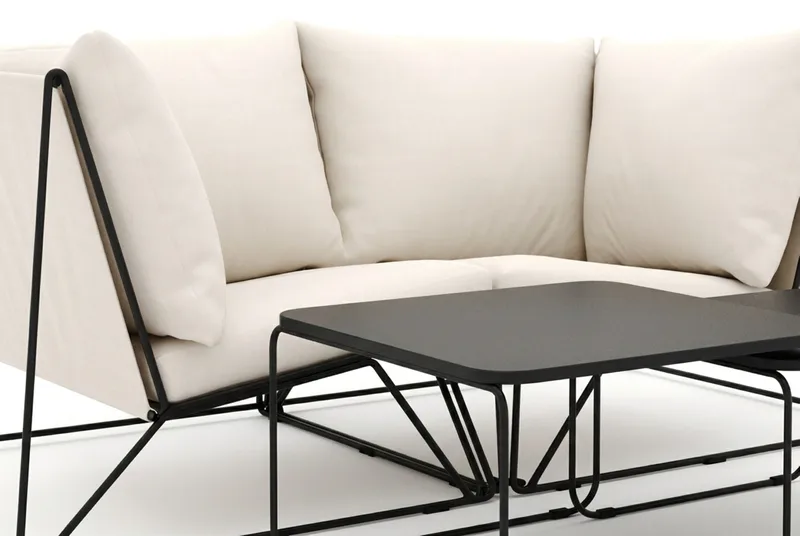 Usteryd utomhus rak 2-sits soffa - Svart/Beige - Utemöbler - Loungemöbler - Soffgrupp utomhus