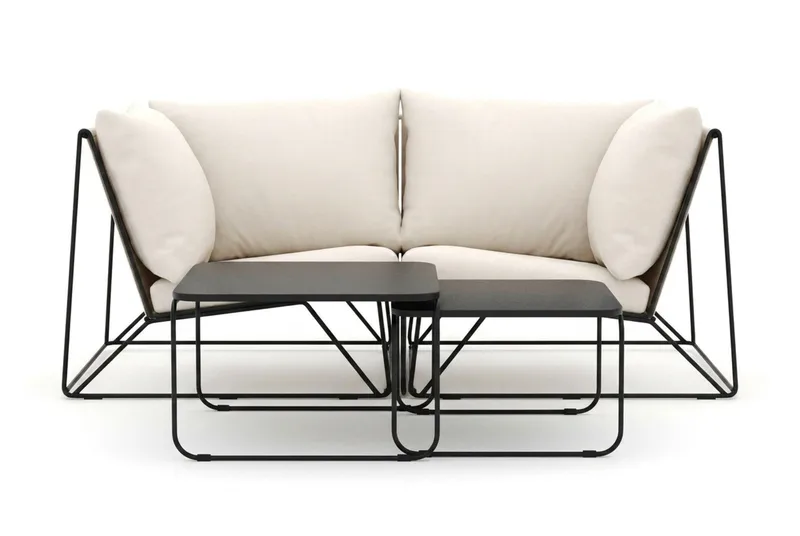 Usteryd utomhus rak 2-sits soffa - Svart/Beige - Utemöbler - Loungemöbler - Soffgrupp utomhus