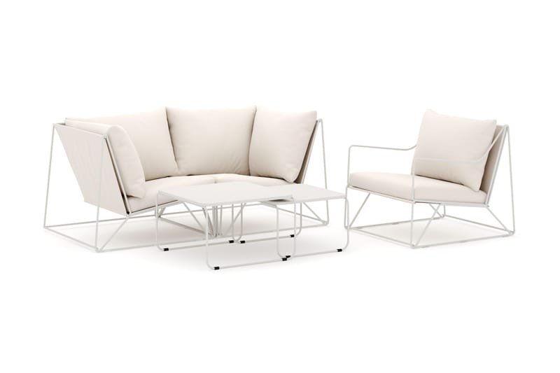 Usteryd utomhus rak 3-sits soffa med fåtölj - Beige/Beige - Utemöbler - Loungemöbler - Loungesoffa