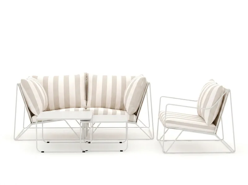 Usteryd utomhus rak 3-sits soffa med fåtölj - Beige/Striped - Utemöbler - Loungemöbler - Soffgrupp utomhus