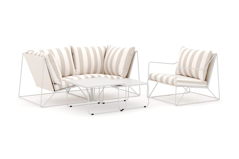 Usteryd utomhus rak 3-sits soffa med fåtölj - Beige/Striped - Trädgård & spabad - Utemiljö - Altan & terrass - Altanmöbler