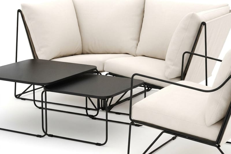 Usteryd utomhus rak 3-sits soffa med fåtölj - Svart/Beige - Utemöbler - Loungemöbler - Soffgrupp utomhus