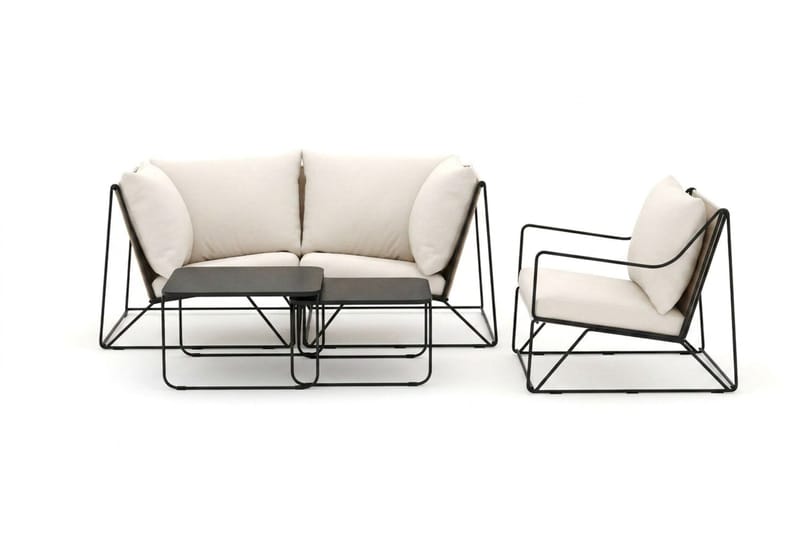Usteryd utomhus rak 3-sits soffa med fåtölj - Svart/Beige - Utemöbler - Loungemöbler - Soffgrupp utomhus