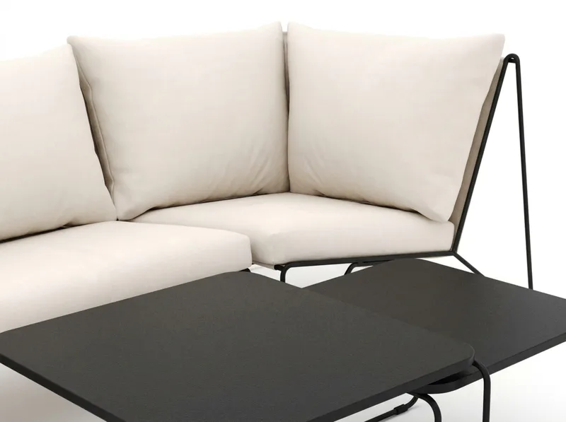 Usteryd utomhus rak 3-sits soffa - Svart/Beige - Utemöbler - Loungemöbler - Soffgrupp utomhus