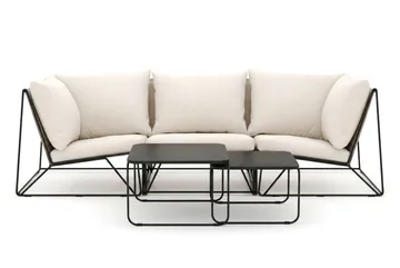 Usteryd utomhus rak 3-sits soffa - Svart/Beige - Utemöbler - Loungemöbler - Soffgrupp utomhus