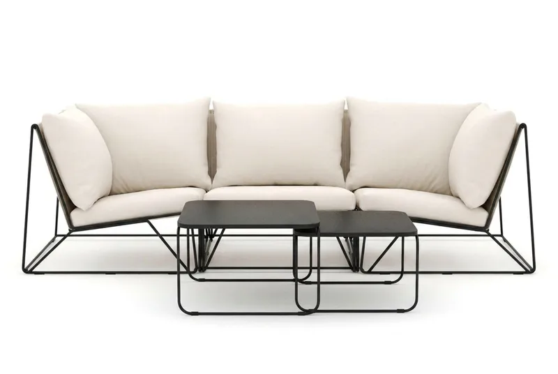 Usteryd utomhus rak 3-sits soffa - Svart/Beige - Utemöbler - Loungemöbler - Soffgrupp utomhus