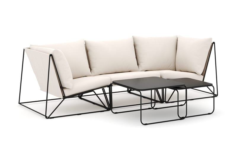 Usteryd utomhus rak 3-sits soffa - Svart/Beige - Utemöbler - Loungemöbler - Loungesoffa