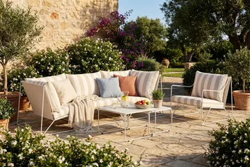 Usteryd utomhus rak 4-sits soffa med fåtölj - Beige/Striped - Utemöbler - Loungemöbler - Soffgrupp utomhus