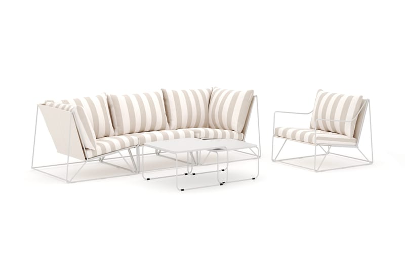 Usteryd utomhus rak 4-sits soffa med fåtölj - Beige/Striped - Utemöbler - Loungemöbler - Loungesoffa