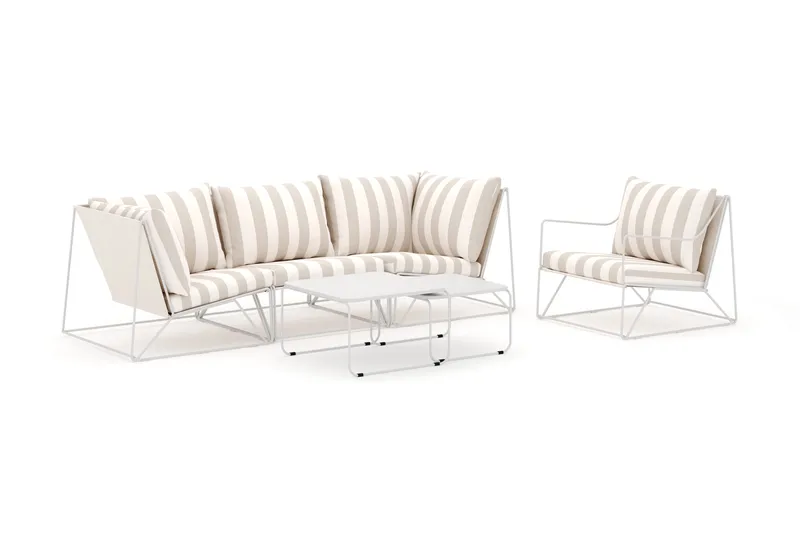 Usteryd utomhus rak 4-sits soffa med fåtölj - Beige/Striped - Utemöbler - Loungemöbler - Loungesoffa