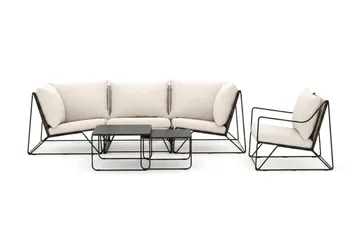 Usteryd utomhus rak 4-sits soffa med fåtölj - Svart/Beige - Utemöbler - Loungemöbler - Soffgrupp utomhus