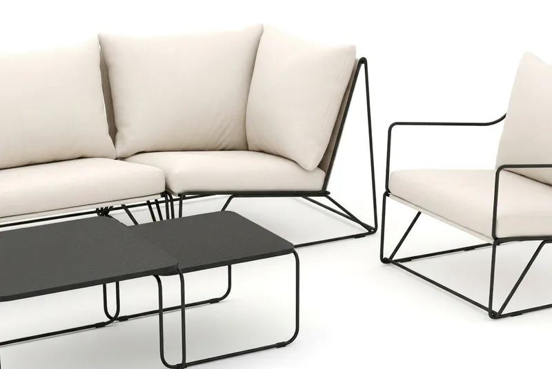 Usteryd utomhus rak 4-sits soffa med fåtölj - Svart/Beige - Utemöbler - Loungemöbler - Soffgrupp utomhus