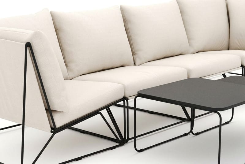 Usteryd utomhus rak 4-sits soffa - Svart/Beige - Utemöbler - Loungemöbler - Soffgrupp utomhus
