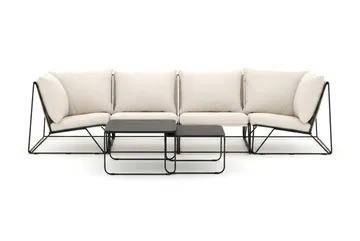 Usteryd utomhus rak 4-sits soffa - Svart/Beige - Utemöbler - Loungemöbler - Soffgrupp utomhus
