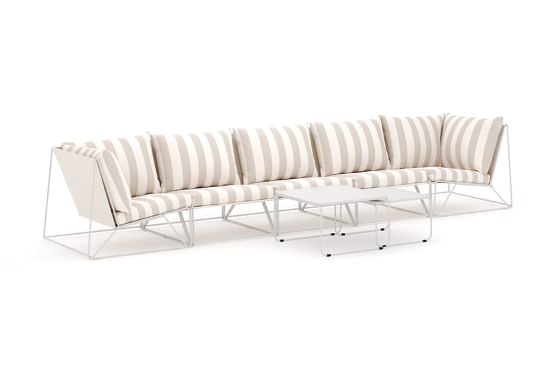 Usteryd utomhus rak 5-sits soffa - Beige/Striped - Utemöbler - Loungemöbler - Loungesoffa