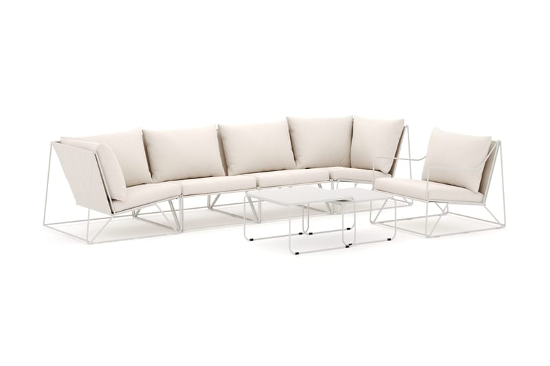 Usteryd utomhus rak 5-sits soffa med fåtölj - Beige/Beige - Utemöbler - Loungemöbler - Loungesoffa
