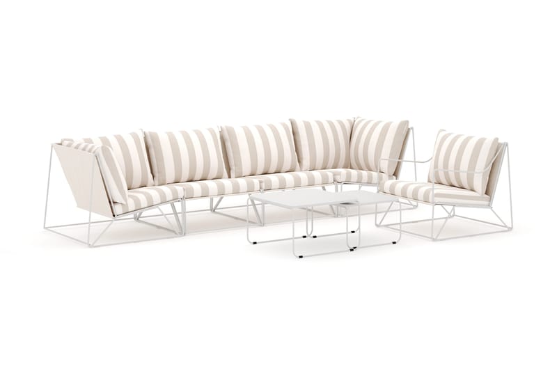 Usteryd utomhus rak 5-sits soffa med fåtölj, Beige/Striped