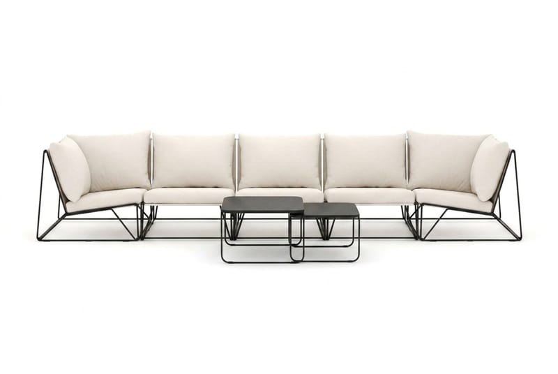 Usteryd utomhus rak 5-sits soffa - Svart/Beige - Utemöbler - Loungemöbler - Soffgrupp utomhus