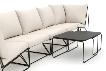 Usteryd utomhus rak 5-sits soffa - Svart/Beige - Utemöbler - Loungemöbler - Soffgrupp utomhus