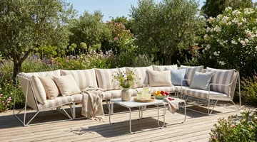 Usteryd utomhus rak 6-sits soffa med fåtölj - Beige/Striped - Utemöbler - Loungemöbler - Soffgrupp utomhus