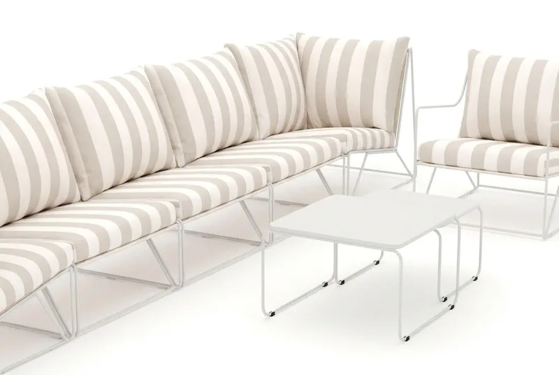 Usteryd utomhus rak 6-sits soffa med fåtölj - Beige/Striped - Utemöbler - Loungemöbler - Soffgrupp utomhus