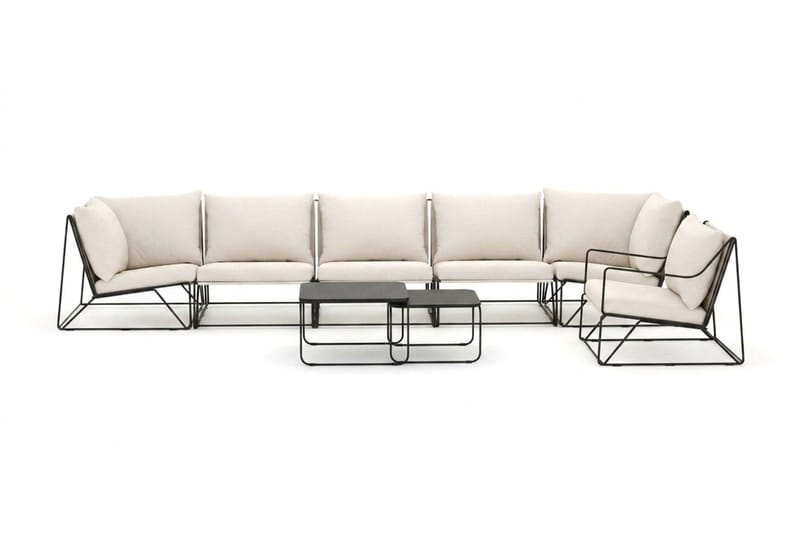 Usteryd utomhus rak 6-sits soffa med fåtölj - Svart/Beige - Utemöbler - Loungemöbler - Soffgrupp utomhus