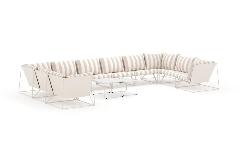 Usteryd utomhus U-soffa 10-sits med stängt avslut - Beige/Striped - Trädgård & spabad - Utemiljö - Altan & terrass - Altanmöbler