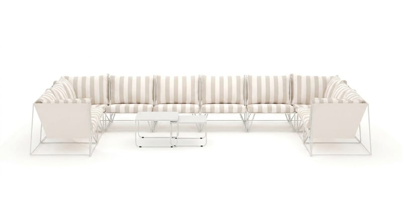 Usteryd utomhus U-soffa 10-sits med stängt avslut - Beige/Striped - Utemöbler - Loungemöbler - Soffgrupp utomhus