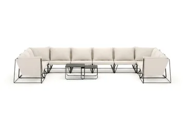Usteryd utomhus U-soffa 10-sits med stängt avslut - Svart/Beige - Utemöbler - Loungemöbler - Soffgrupp utomhus