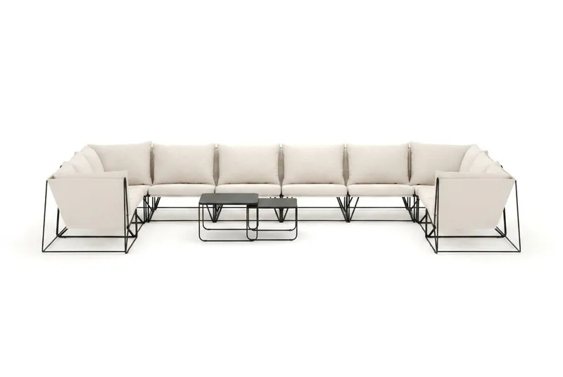 Usteryd utomhus U-soffa 10-sits med stängt avslut - Svart/Beige - Trädgård & spabad - Utemiljö - Altan & terrass - Altanmöbler