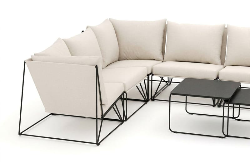 Usteryd utomhus U-soffa 10-sits med stängt avslut - Svart/Beige - Trädgård & spabad - Utemiljö - Altan & terrass - Altanmöbler