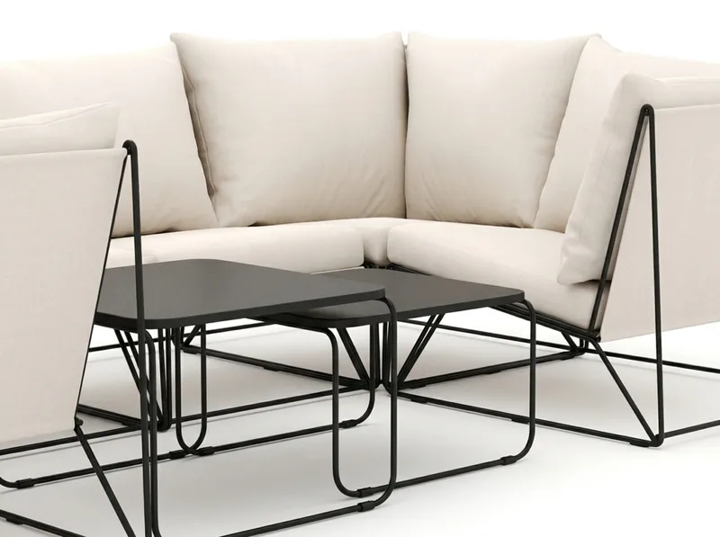 Usteryd utomhus U-soffa 6-sits med stängt avslut - Svart/Beige - Utemöbler - Loungemöbler - Soffgrupp utomhus