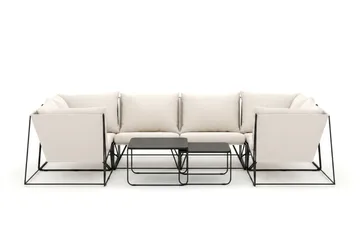Usteryd utomhus U-soffa 6-sits med stängt avslut - Svart/Beige - Utemöbler - Loungemöbler - Soffgrupp utomhus