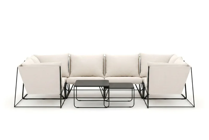Usteryd utomhus U-soffa 6-sits med stängt avslut - Svart/Beige - Utemöbler - Loungemöbler - Soffgrupp utomhus
