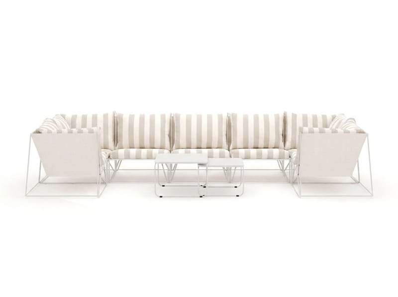 Usteryd utomhus U-soffa 7-sits med stängt avslut - Beige/Striped - Trädgård & spabad - Utemiljö - Altan & terrass - Altanmöbler