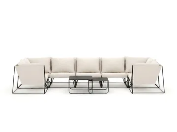 Usteryd utomhus U-soffa 7-sits med stängt avslut - Svart/Beige - Utemöbler - Loungemöbler - Soffgrupp utomhus