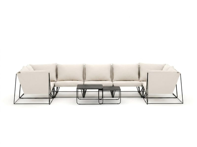 Usteryd utomhus U-soffa 7-sits med stängt avslut - Svart/Beige - Utemöbler - Loungemöbler - Soffgrupp utomhus