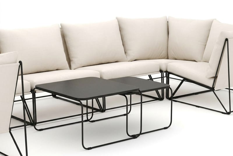 Usteryd utomhus U-soffa 7-sits med stängt avslut - Svart/Beige - Utemöbler - Loungemöbler - Soffgrupp utomhus