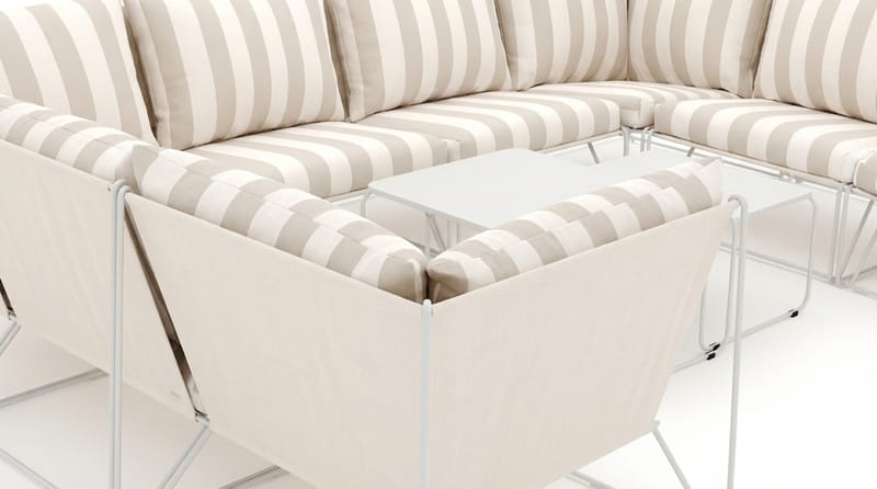 Usteryd utomhus U-soffa 8-sits med stängt avslut - Beige/Striped - Utemöbler - Loungemöbler - Loungesoffa