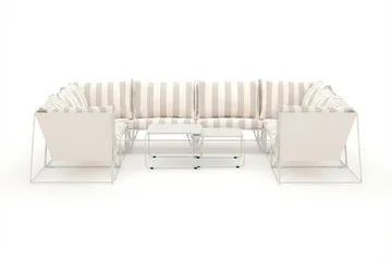 Usteryd utomhus U-soffa 8-sits med stängt avslut - Beige/Striped - Utemöbler - Loungemöbler - Soffgrupp utomhus