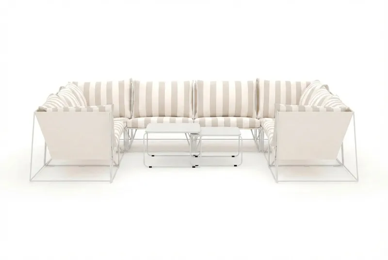 Usteryd utomhus U-soffa 8-sits med stängt avslut - Beige/Striped - Utemöbler - Loungemöbler - Loungesoffa