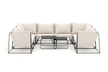 Usteryd utomhus U-soffa 8-sits med stängt avslut - Svart/Beige - Utemöbler - Loungemöbler - Soffgrupp utomhus