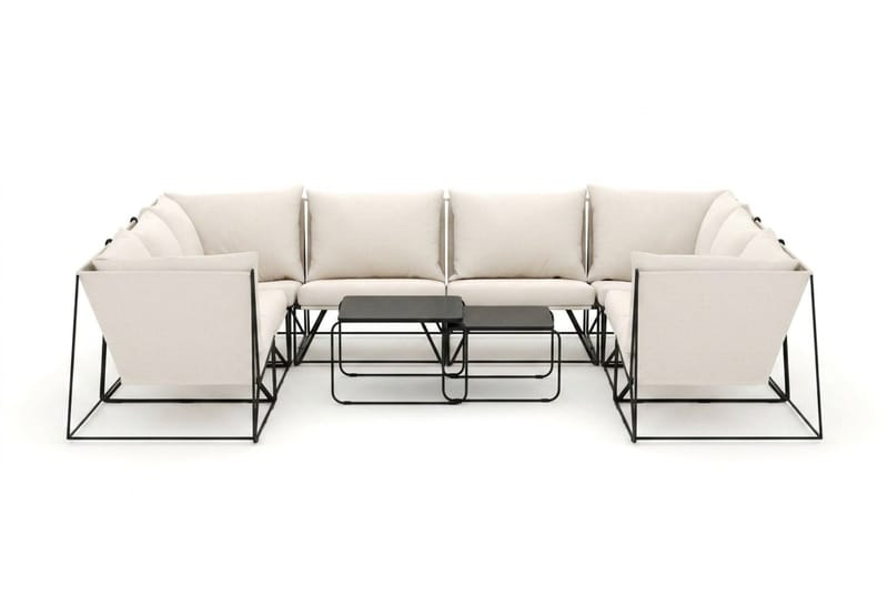 Usteryd utomhus U-soffa 8-sits med stängt avslut - Svart/Beige - Utemöbler - Loungemöbler - Soffgrupp utomhus