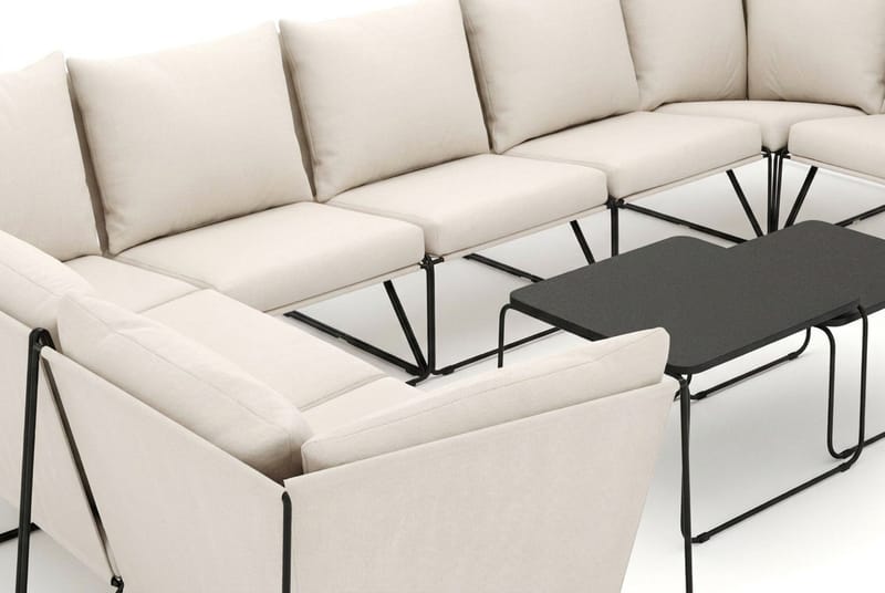 Usteryd utomhus U-soffa 9-sits med stängt avslut - Svart/Beige - Trädgård & spabad - Utemiljö - Altan & terrass - Altanmöbler