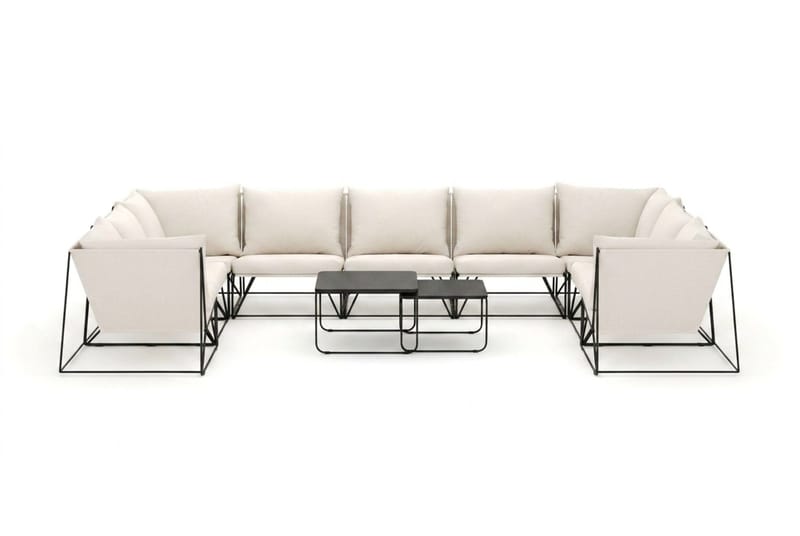 Usteryd utomhus U-soffa 9-sits med stängt avslut - Svart/Beige - Trädgård & spabad - Utemiljö - Altan & terrass - Altanmöbler