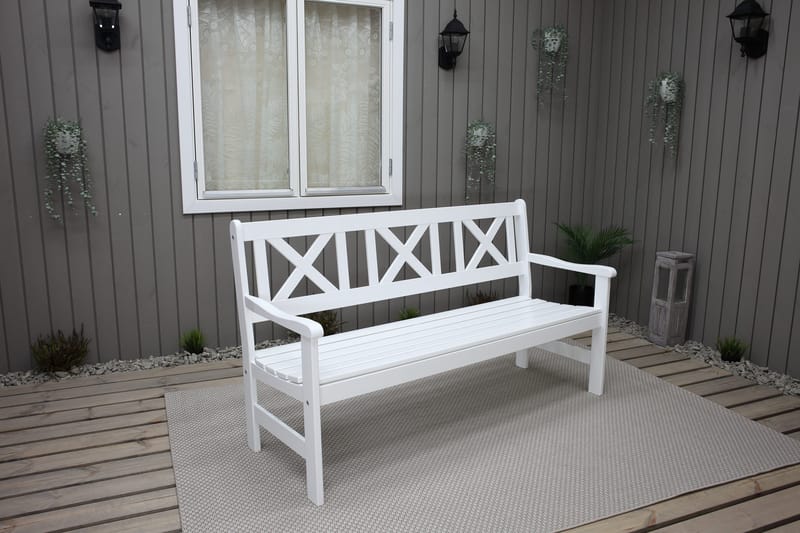 Utomhussoffa Europe 3-sits - Vit - Utemöbler - Utesoffa - Trädgårdsbänk & utebänk